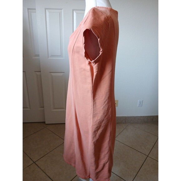 THE TERRITORY AHEAD Womens Dress‎ M  100% Cotton Orange Short Sleeve V-Neck Midi - Picture 6 of 16
